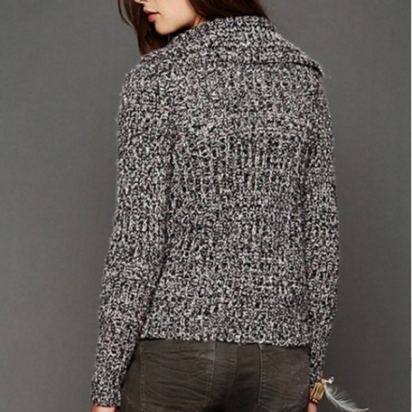 Free People Moto Zip Marled Knit Sweater - Picture 2 of 5